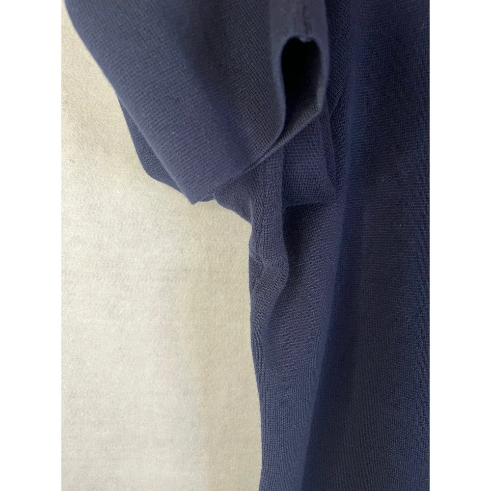 J CREW Long Giselle Sweater Blazer Cotton Navy Blue Gold Buttons Sz L NWOT